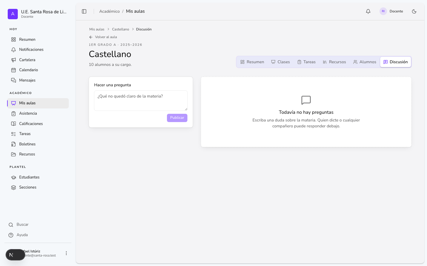 Pantalla: Discusión