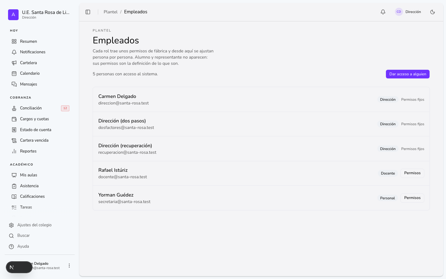 Pantalla: Personal