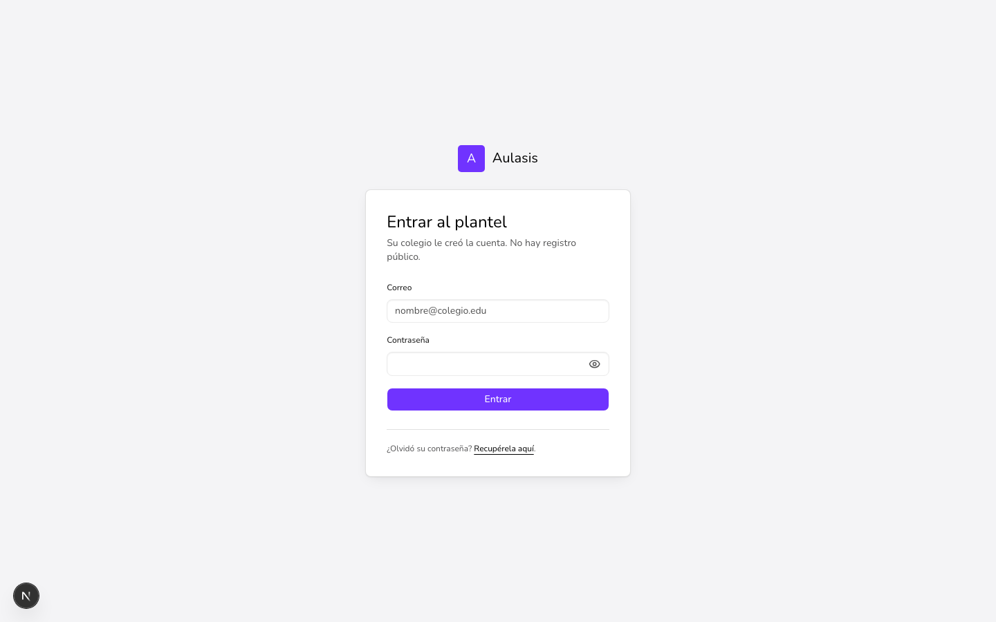 Pantalla: Inicio de sesión